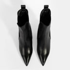 Kadın Siyah Lastikli Topuklu Deri Bot