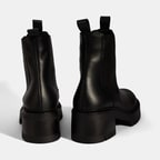 Kadın Siyah Lastikli Topuklu Deri Chelsea Bot