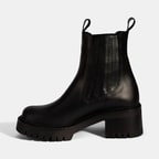 Kadın Siyah Lastikli Topuklu Deri Chelsea Bot