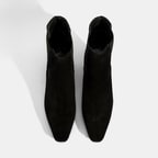 Kadın Siyah Lastikli Topuklu Süet Deri Bot