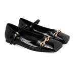 Kadın Siyah Mary Jane Deri Babet