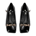 Kadın Siyah Mary Jane Deri Babet