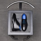 Kadın Siyah Mavi Bağcık Detaylı Deri Bot