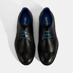 Kadın Siyah Mavi Bağcık Detaylı Deri Klasik Ayakkabı