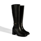 Kadın Siyah Metal Aksesuarlı Deri Çizme