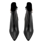 Kadın Siyah Metal Aksesuarlı Deri Topuklu Bot