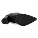 Kadın Siyah Metal Aksesuarlı Deri Topuklu Bot