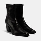 Kadın Siyah Metal Burun Detaylı Topuklu Stretch Bot