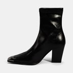 Kadın Siyah Metal Burun Detaylı Topuklu Stretch Bot