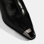 Kadın Siyah Metal Burun Detaylı Topuklu Stretch Bot