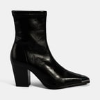 Kadın Siyah Metal Burun Detaylı Topuklu Stretch Bot