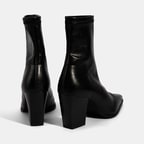 Kadın Siyah Metal Burun Detaylı Topuklu Stretch Bot