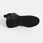 Kadın Siyah Metal Toka Detaylı Deri Bot