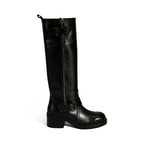 Kadın Siyah Metal Toka Detaylı Deri Çizme