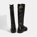 Kadın Siyah Metal Toka Detaylı Deri Çizme