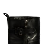 Kadın Siyah Metal Toka Detaylı Deri Çizme