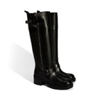 Kadın Siyah Metal Toka Detaylı Deri Çizme