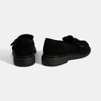 Kadın Siyah Metal Toka Detaylı Süet Loafer