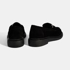 Kadın Siyah Metal Toka Detaylı Süet Loafer