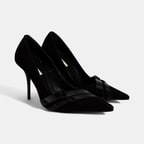 Kadın Siyah Metal Toka Detaylı Süet Stiletto