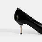 Kadın Siyah Metal Topuk Detaylı Rugan Abiye Ayakkabı