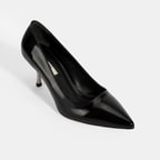 Kadın Siyah Metal Topuk Detaylı Rugan Abiye Ayakkabı