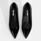 Kadın Siyah Metal Topuk Detaylı Rugan Abiye Ayakkabı