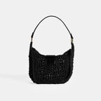 Kadın Siyah Monogram Logolu Omuz Çantası 