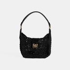 Kadın Siyah Monogram Logolu Omuz Çantası 