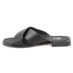 Kadın Siyah Örgü Baskılı Deri Terlik