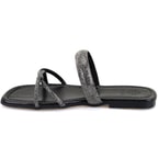 Kadın Siyah Parlak Taş Detaylı Terlik