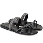 Kadın Siyah Parlak Taş Detaylı Terlik