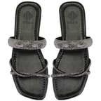 Kadın Siyah Parlak Taş Detaylı Terlik