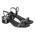 Kadın Siyah Parlak Taş Detaylı Topuklu Sandalet