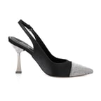 Kadın Siyah Parlak Taş Detaylı Topuklu Abiye Ayakkabı