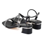 Kadın Siyah Parlak Taş Detaylı Topuklu Sandalet