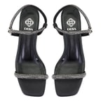 Kadın Siyah Parlak Taş Detaylı Topuklu Sandalet