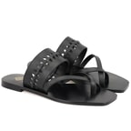 Kadın Siyah Parmak Arası Deri Terlik