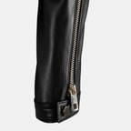 Kadın Siyah Perfore Detaylı Deri Ceket