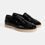 Kadın Siyah Perforeli Rugan Loafer