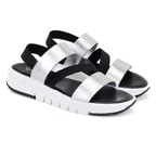 Kadın Siyah Platform Tabanlı Deri Sandalet