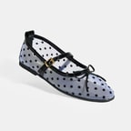 Kadın Siyah Puantiyeli Toka Aksesuarlı Babet