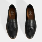 Kadın Siyah Püskül Detaylı Deri Loafer