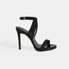 Kadın Siyah Simli Bantlı Topuklu Abiye Sandalet