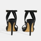 Kadın Siyah Simli Bantlı Topuklu Abiye Sandalet