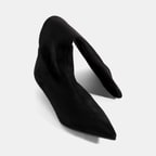 Kadın Siyah Sivri Burunlu Topuklu Stretch Çizme