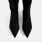 Kadın Siyah Sivri Burunlu Topuklu Stretch Çizme