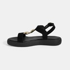 Kadın Siyah Süet Gold Aksesuarlı Sandalet