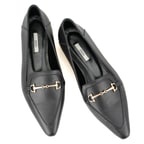 Kadın Siyah Toka Aksesuarlı Deri Loafer