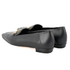 Kadın Siyah Toka Aksesuarlı Deri Loafer